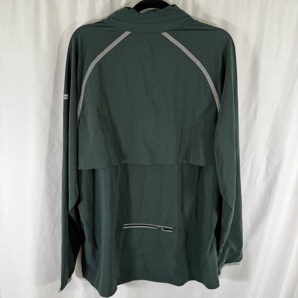 New Fabletics Jacket Men's XL Green Full Zip Tuck Away Hood Zip Pockets - Picture 9 of 13